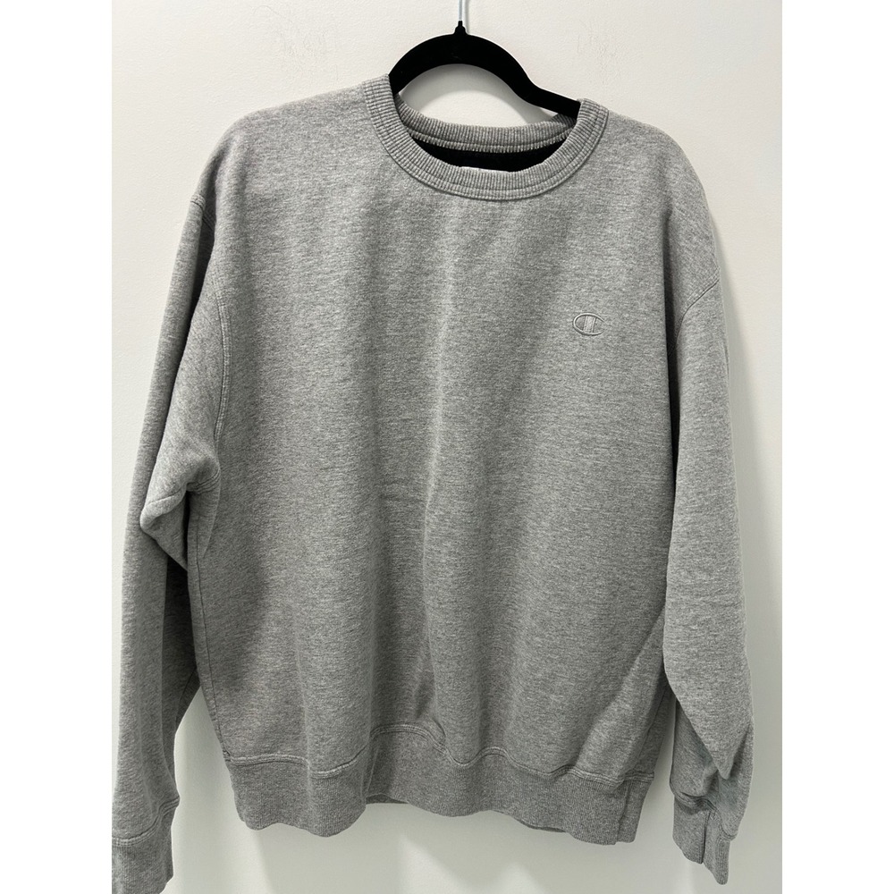 Champion Authentic Mens XL Gray Crewneck Sweatshirt Fleece Pullover S0888